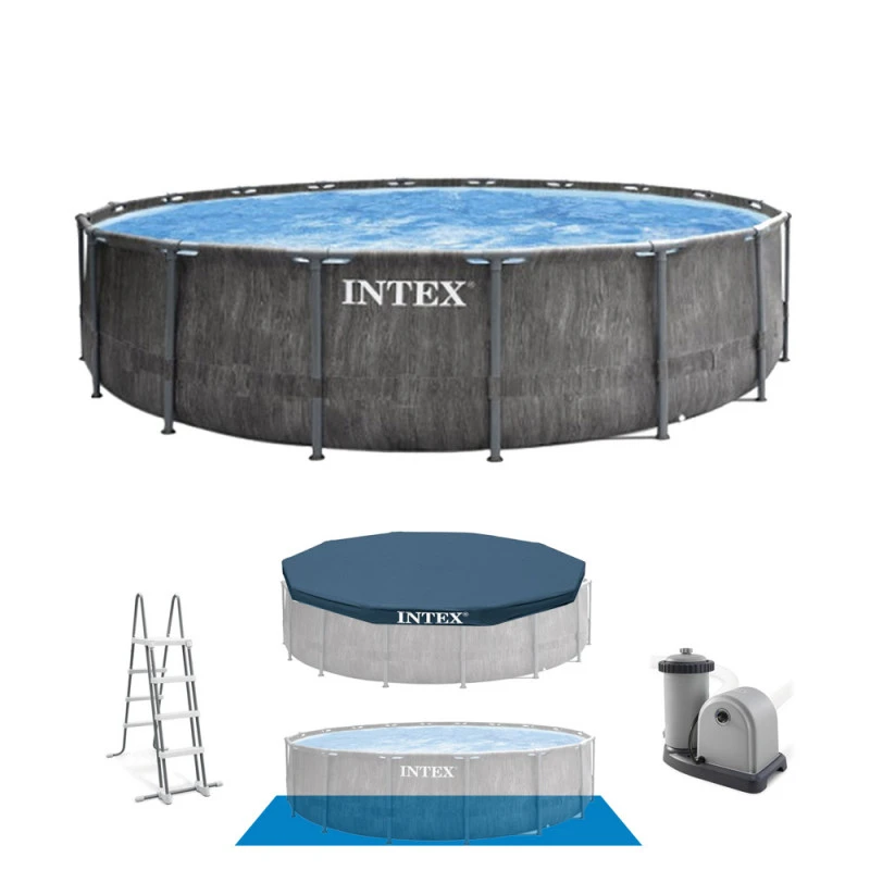 PISCINE TUBULAIRE INTEX ROND BALTIK EFFET BOIS 5.49 X 1.22 M 1 PISCINE TUBULAIRE INTEX ROND BALTIK EFFET BOIS 5.49 X 1.22 M