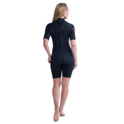 SHORTY JOBE SAVANNAH 2MM POUR FEMME BACKZIP NOIR ROSE -Libresurf Boutique shorty jobe savannah 2mm pour femme backzip noir rose 2
